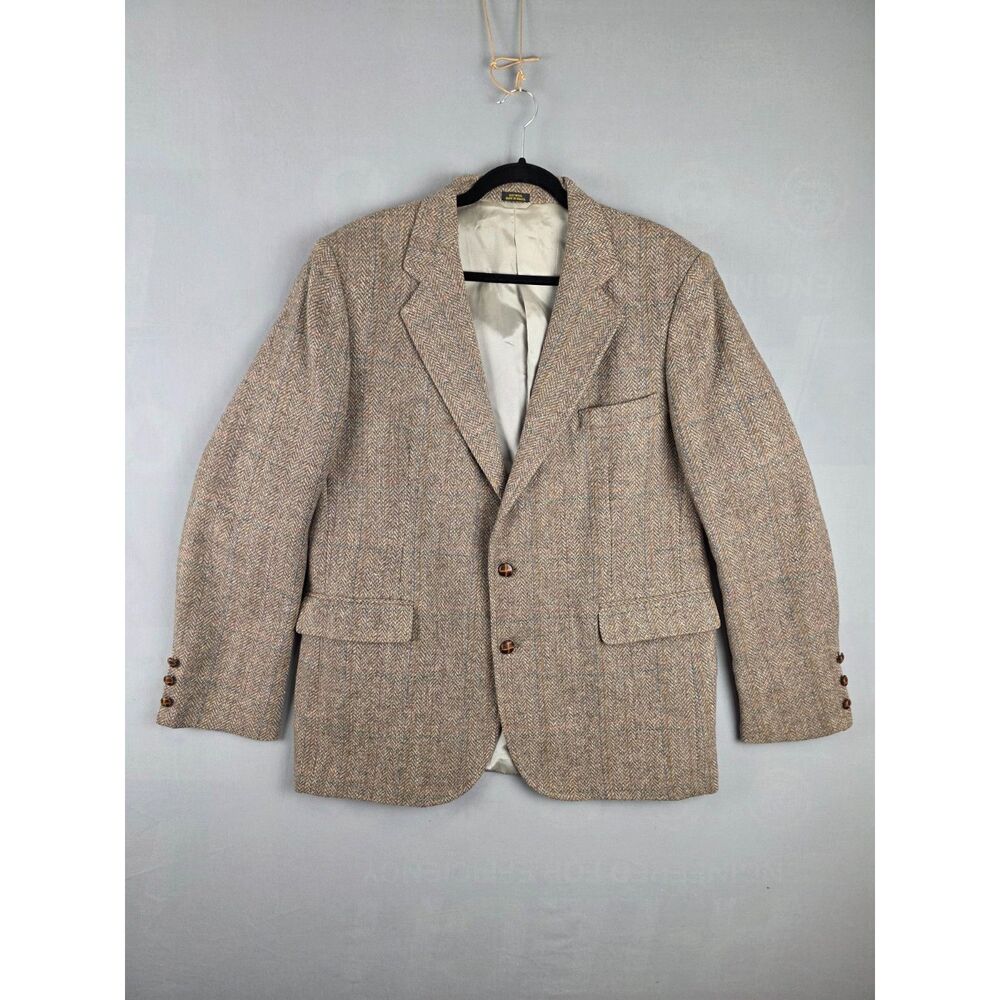 Vintage Haggar Wool Herringbone Tweed Men's Sport Coat Sz 50 Blazer Suit Jacket